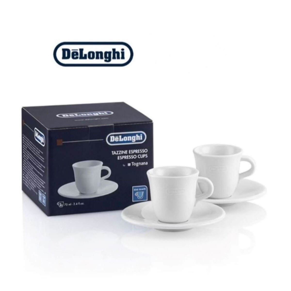 【DeLonghi】咖啡杯盤組 70ml (2入)
